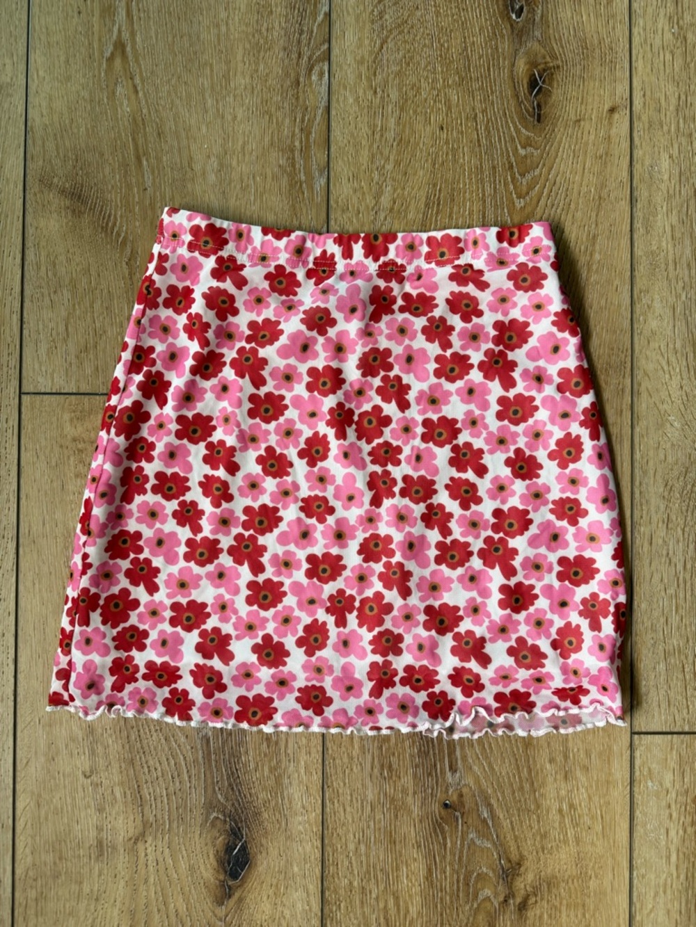 SHEIN Pink & Red Floral Mini Skirt